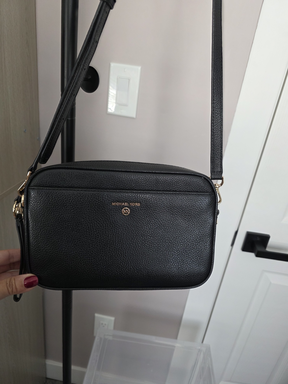 Michael Kors Black Pebbled Leather Camera Bag with Gold Accents - Picture 5 of 5